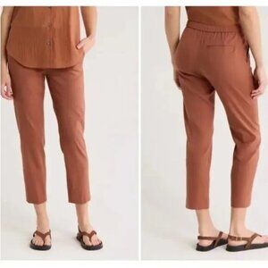 NWOT Theory Treeca PullOn Linen Blend Lightweight Crop Slim Pant Burnt Orange 00